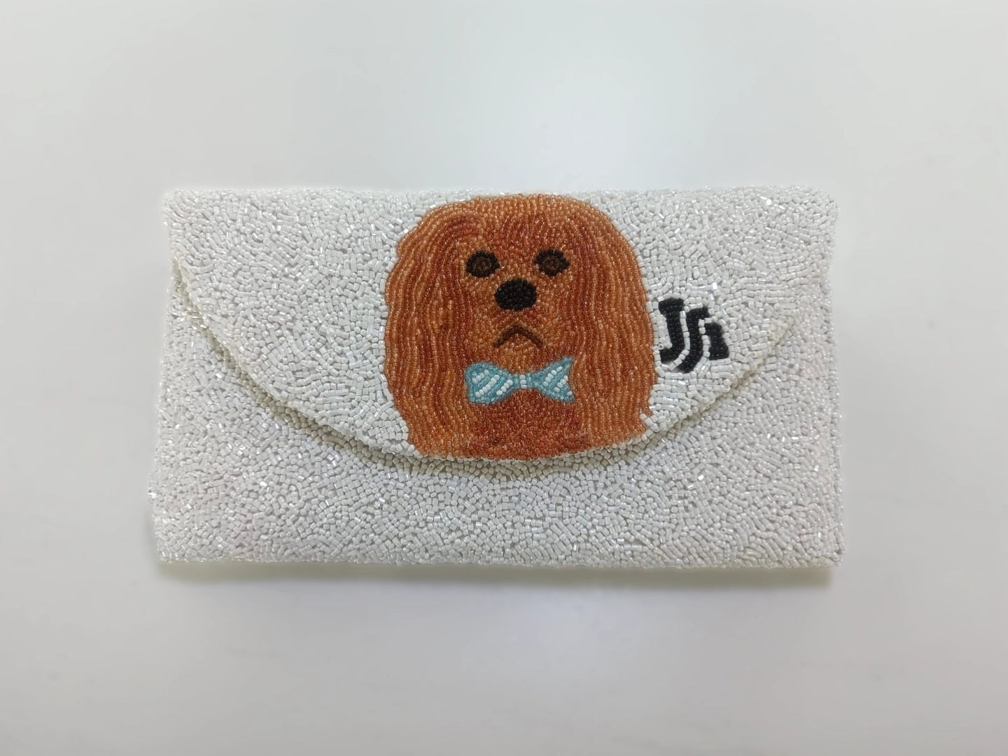 The Gatsby White Beaded Clutch by Jhuhn Exclusive
