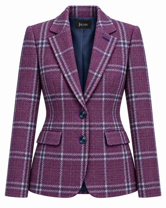 Women's Burgundy Plaid Blazer – Fall 26