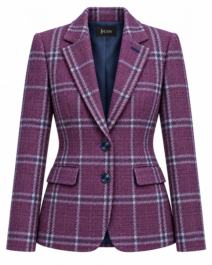 Women's Burgundy Plaid Blazer – Fall 26