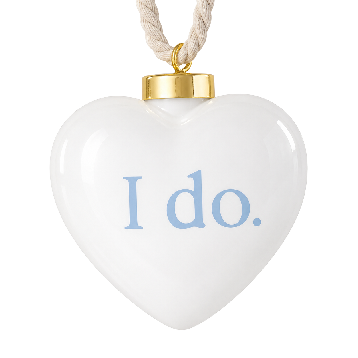 Ocean House White Heart Shape I do. Ornament
