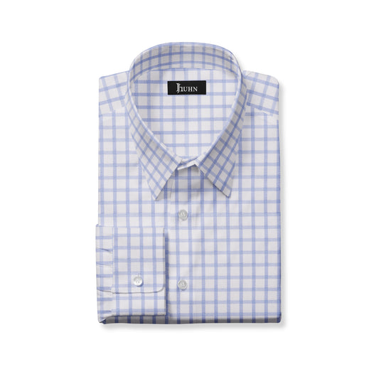 Board Room Men's Shirt in Light Blue Grid Check