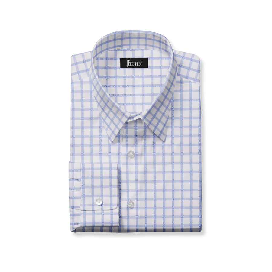 Board Room Men's Shirt in Light Blue Grid Check