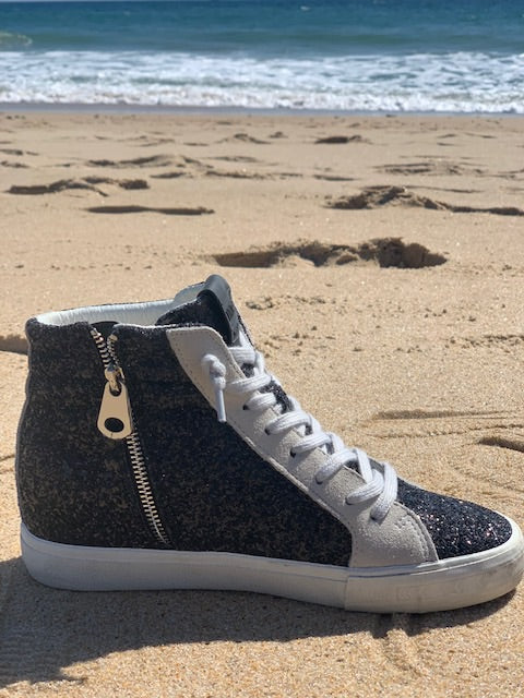Women's Black Glitter Sneakers